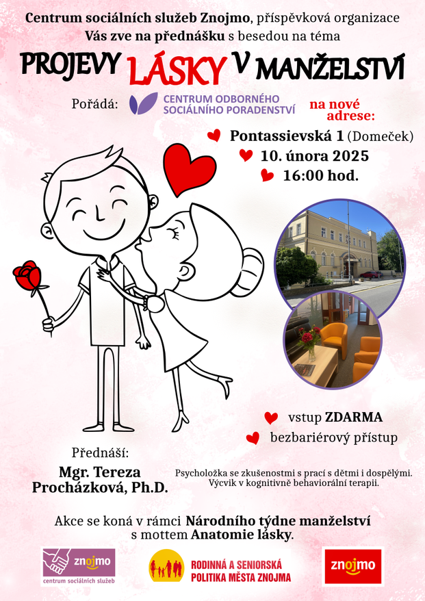 Projevy lásky v manželství - 10.2.2025 od 16 hod. - Pontassievská 1, Znojmo (Domeček).