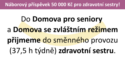 Náborový příspěvek 50 000 Kč pro zdravotní sestry